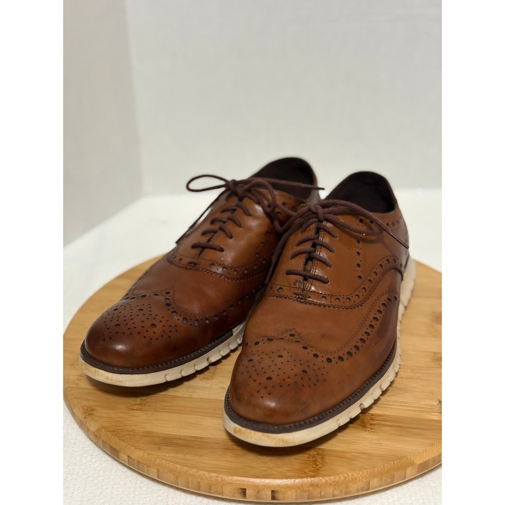 Cole Haan Zerogrand Wingtip Oxford British Tan Leather Mens Shoes C14493